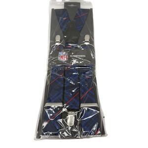 NFL New England Patriots Fan Suspenders Blue Plaid Oxford NIP Licensed #8059